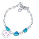 Sterling Silver Opal doublet freeform Blue Green bracelet