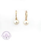 18kt Yellow Gold huggie earrings 9-9.5mm South Sea Pearls 