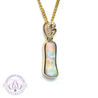 14kt Yellow Gold freeform Crystal Opal 1.05ct and diamond pendant