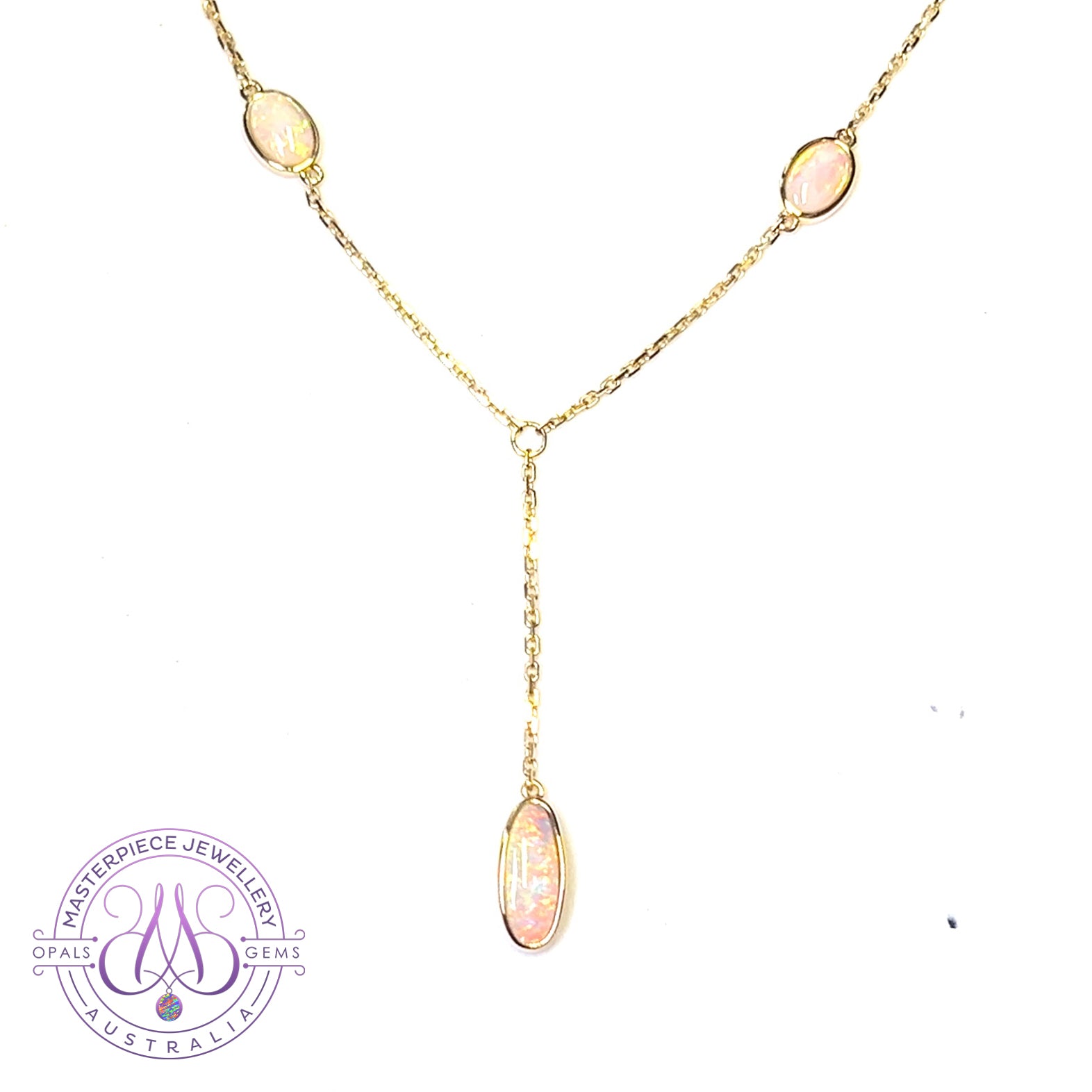 14kt Yellow Gold Crystal Opals 1ct necklace