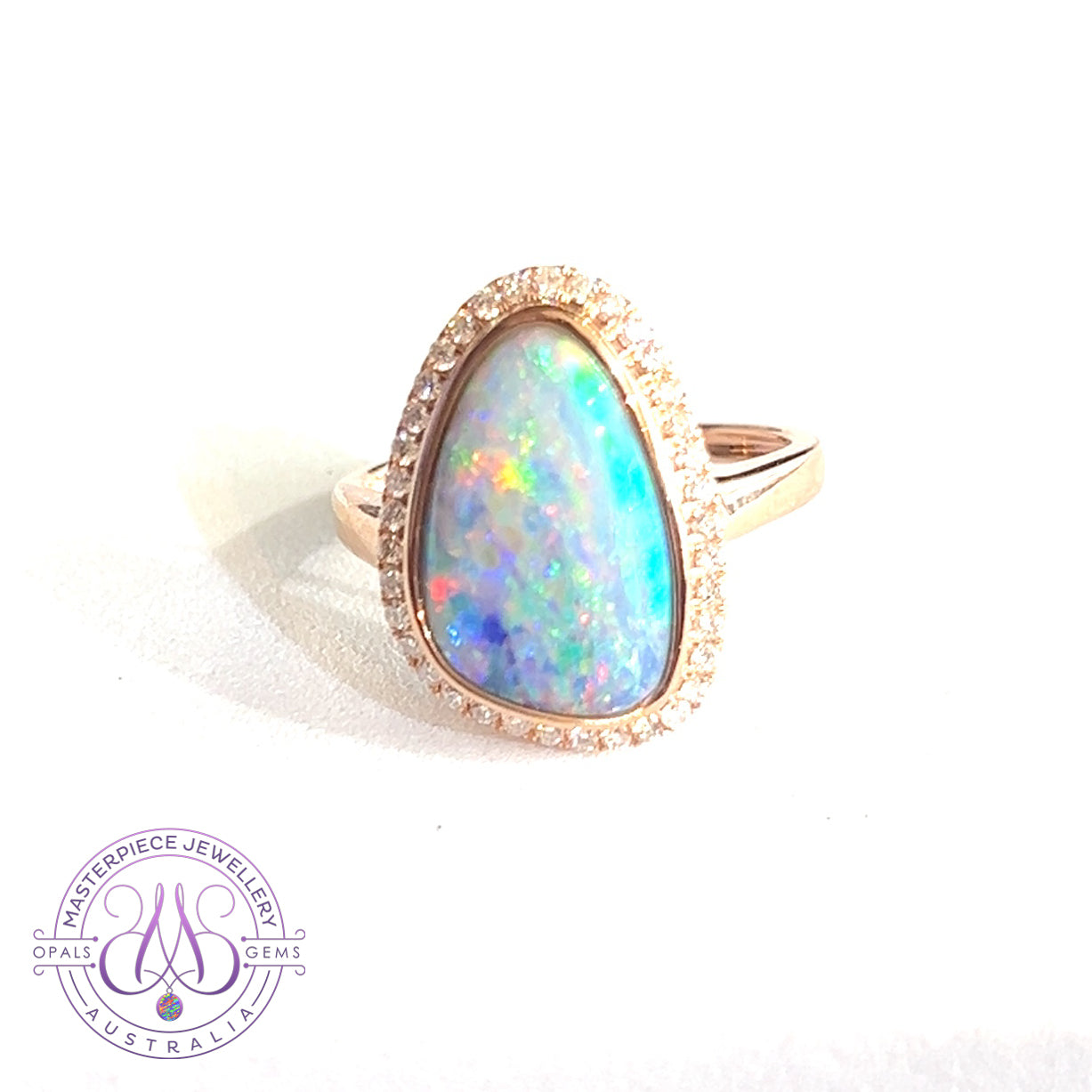 14kt Rose Gold cluster Opal 3.84ct ring