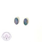 Sterling Silver Opal doublet 9.5x5.5mm oval studs