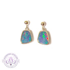 Sterling Silver dangling rectangular Opal doublet earrings