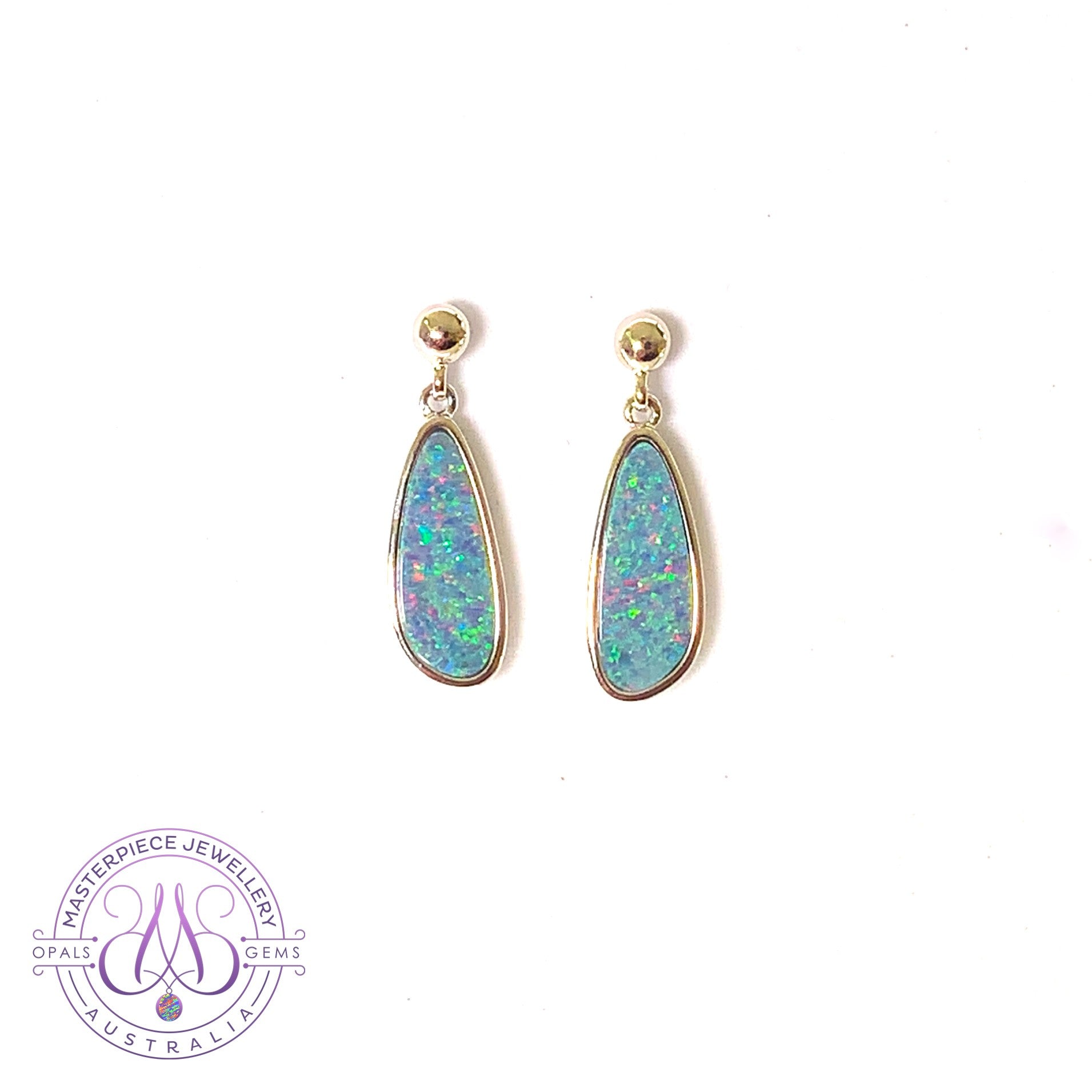 Sterling Silver dangling freeform shape Opal doublet earrings 