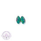 Pair of Green Blue red stripe loose opal doublets