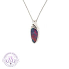 Sterling Silver Opal doublet long drop shape pendant