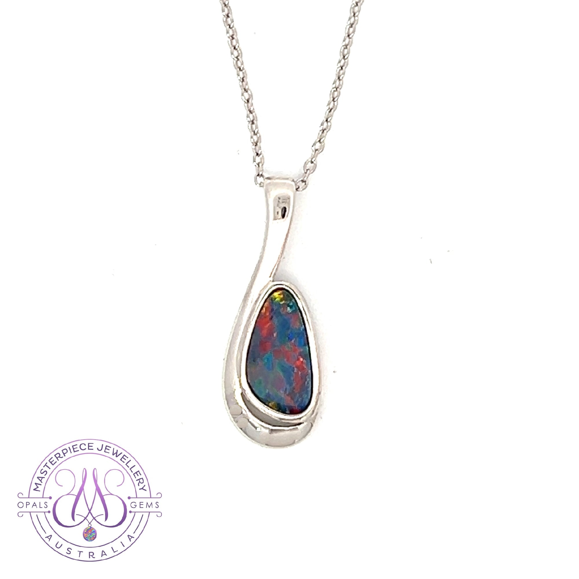 Sterling Silver Opal doublet loop pendant