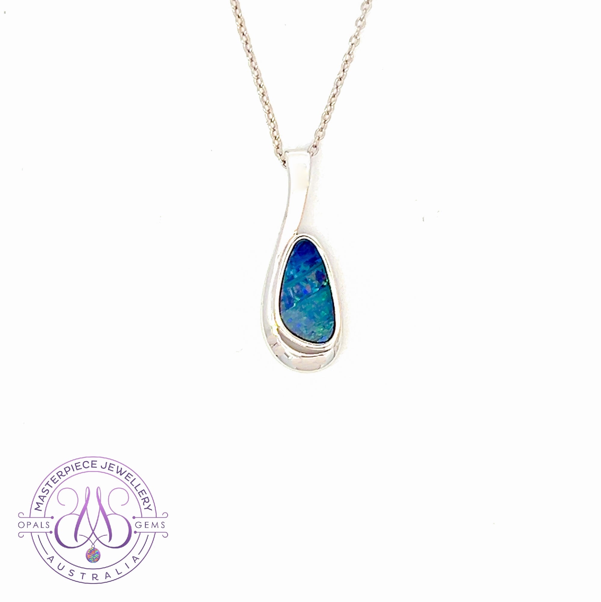 Sterling Silver Opal Doublet drop loop pendant