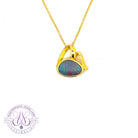 Gold Plated Sterling Silver Opal doublet horizontal set pendant