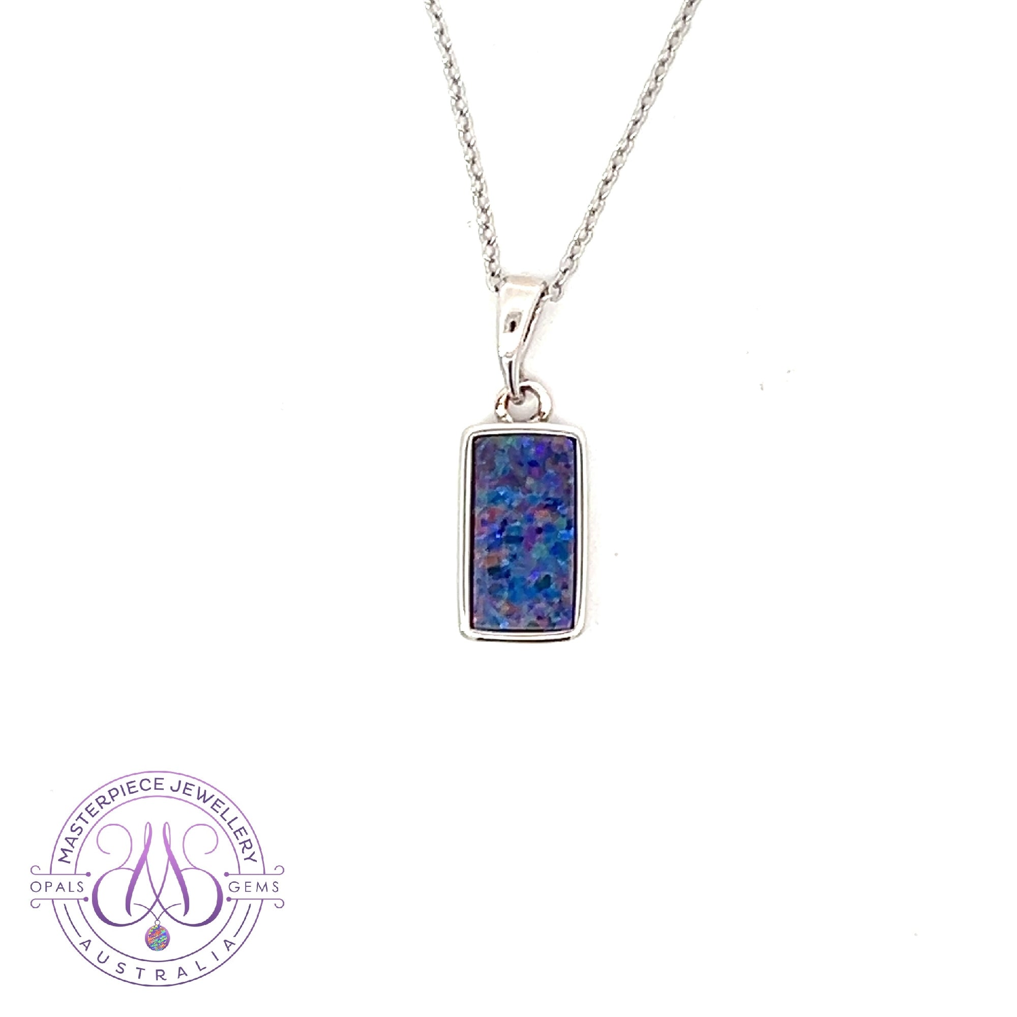 Sterling Silver Rectangular Opal doublet  12x7mm pendant