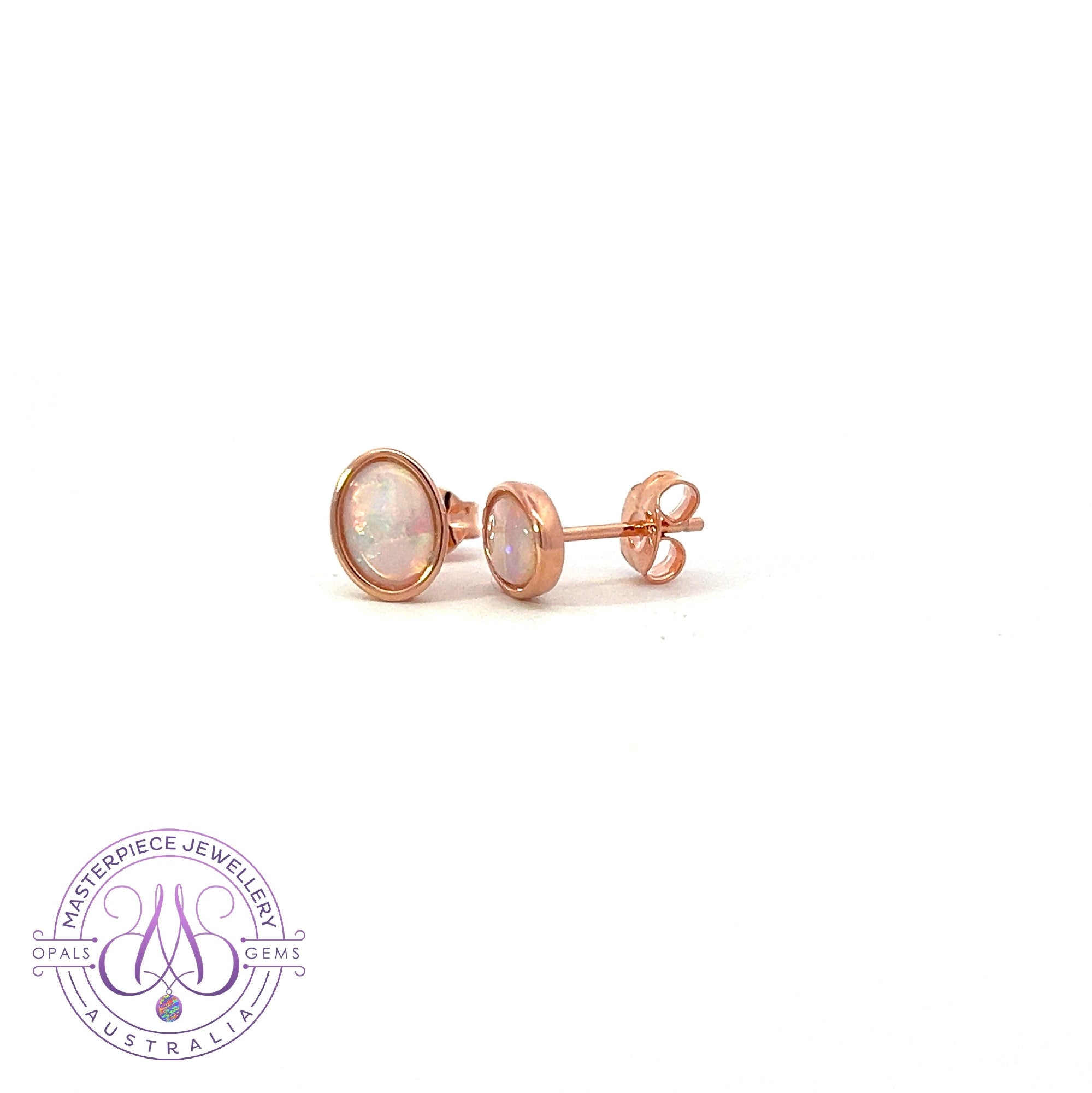 One pair of Rose Gold plated 7x5mm Silver studs