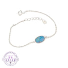 Sterling Silver Opal doublet oval solitaire bracelet