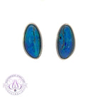 Sterling Silver Large Opal triplet stud earrings Blue Green freeform