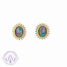 Gold plated silver cluster studs Opal triplet 8x6mm earring studs