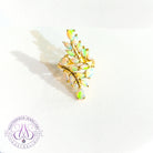 18kt Yellow Gold Crystal Opal leaf motif ring