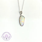 Sterling Silver long freeform Shape Light Opal Pendant