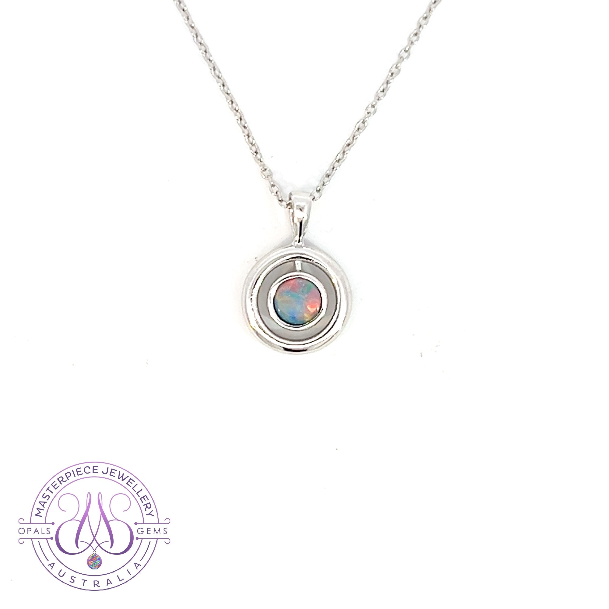 Sterling Silver Circle shape Opal doublet pendant