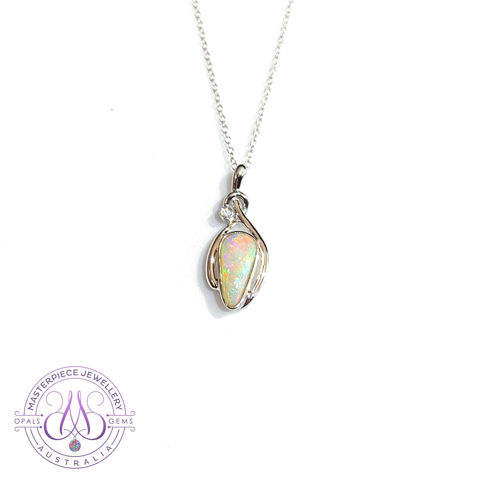 Sterling Silver freeform 1.14ct Crystal Opal long drop pendant