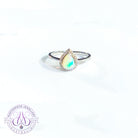 Sterling Silver Teardrop shape Opal halo ring