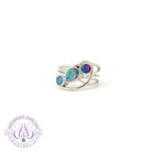 Sterling Silver open cut shank wide band opal ring