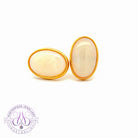 Gold Plated Sterling Silver White Opal bezel set studs 13x8mm