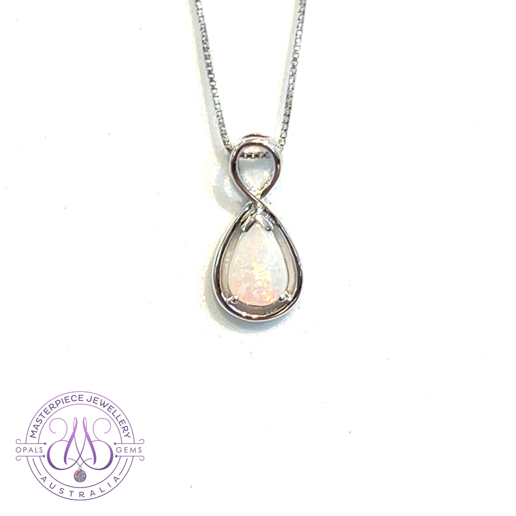 Sterling Silver Pear Shape Light Opal 9x6mm pendant