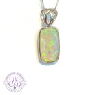 Sterling Silver Opal Crystal Green Blue Rectangle shape