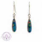 Pair fo Sterling silver pear shape Opal odublet earrings dangling