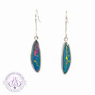 Sterling silver dangling marquise shape opal doublets hook earrings