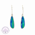 Pair of Sterling Silver dangling pear shape hook Opal doublet earrings