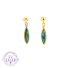 Gold plated Sterling Silver marquise shape small drop earrings Opal doublets