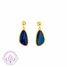 Gold plated Silver Opal medium size dangling doublet earrings