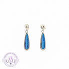 Sterling Silver dangling long teardrop shape Opal doublet earrings