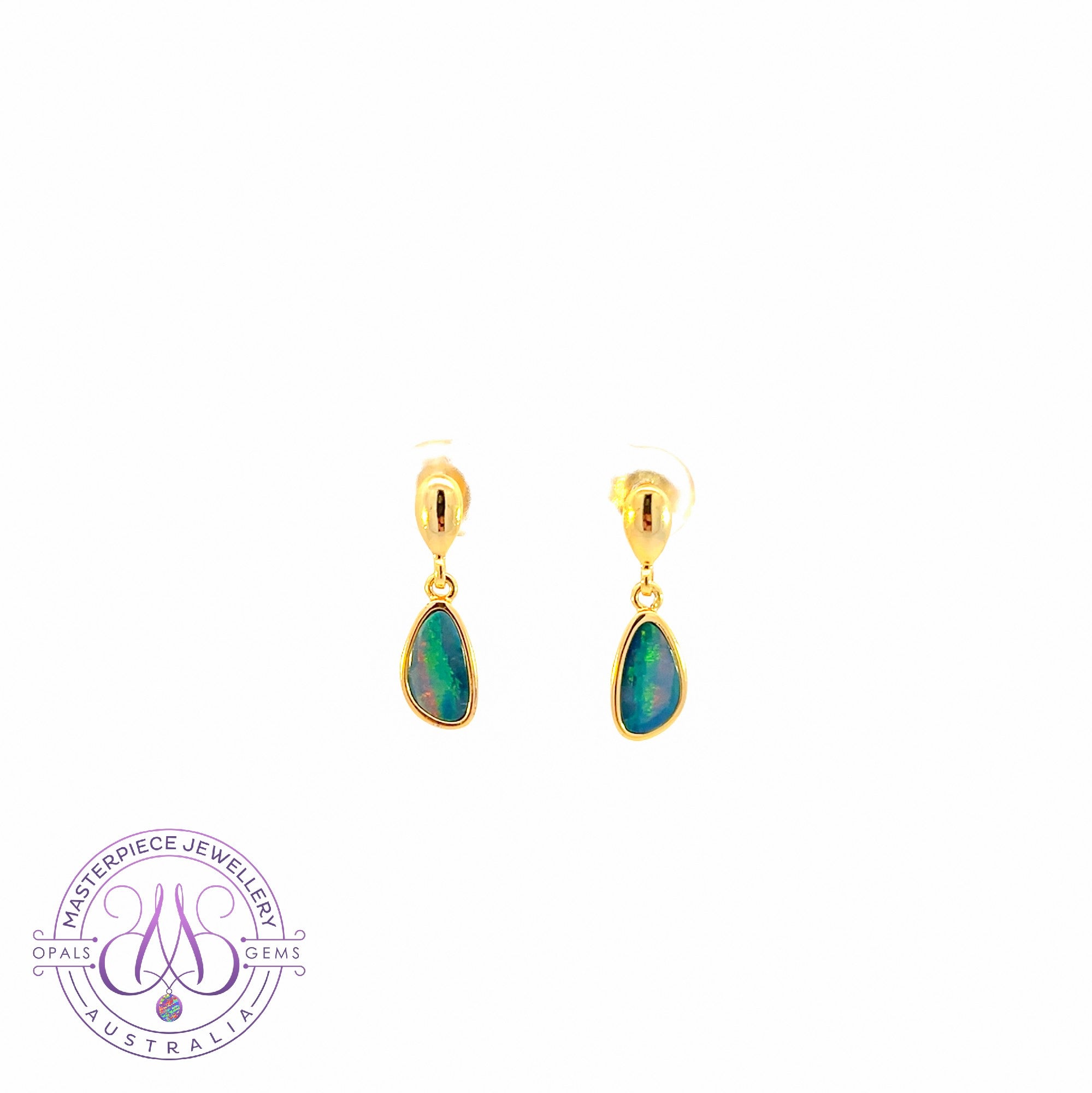 Gold plated dangling earrings Opal doublet