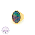 Gold Plated 18x13mm Opal triplet side cut open ring