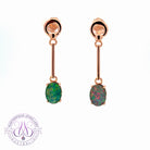 Rose Gold plated Opal triplet 8x6mm dangling claw set earrings