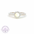 Sterling Silver 5mm Round White Opal ring cluster