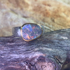 Sterling Silver matte and Gold plate bezel Boulder opal 3.6ct ring - Masterpiece Jewellery Opal & Gems Sydney Australia | Online Shop