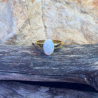 Gold plated sterling silver solitaire White Opal 1.5ct ring - Masterpiece Jewellery Opal & Gems Sydney Australia | Online Shop