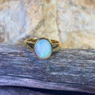 Gold plated sterling silver Light Opal 1.4ct Oval bezel set ring - Masterpiece Jewellery Opal & Gems Sydney Australia | Online Shop