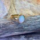 Gold plated sterling silver Light Opal 1.4ct Oval bezel set ring - Masterpiece Jewellery Opal & Gems Sydney Australia | Online Shop