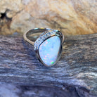 Sterling Silver White Opal 2.45ct and cubic zirconia ring bezel set - Masterpiece Jewellery Opal & Gems Sydney Australia | Online Shop