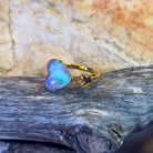 Gold Plated Sterling Silver split ring with Heart Shape Black Opal 2.23ct - Masterpiece Jewellery Opal & Gems Sydney Australia | Online Shop