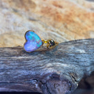 Gold Plated Sterling Silver split ring with Heart Shape Black Opal 2.23ct - Masterpiece Jewellery Opal & Gems Sydney Australia | Online Shop