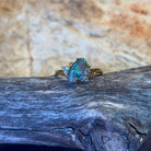 Gold Plated sterling silver slanted Black Opal 0.71ct and cubic zirconia ring - Masterpiece Jewellery Opal & Gems Sydney Australia | Online Shop