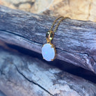 Gold Plated Sterling Silver White Opal 11x9mm pendant - Masterpiece Jewellery Opal & Gems Sydney Australia | Online Shop