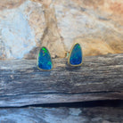 Gold Plated sterling silver freeform Doublet earrings studs - Masterpiece Jewellery Opal & Gems Sydney Australia | Online Shop