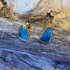 Gold Plated sterling silver freeform Doublet earrings studs - Masterpiece Jewellery Opal & Gems Sydney Australia | Online Shop