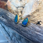 Gold Plated sterling silver freeform Doublet earrings studs - Masterpiece Jewellery Opal & Gems Sydney Australia | Online Shop