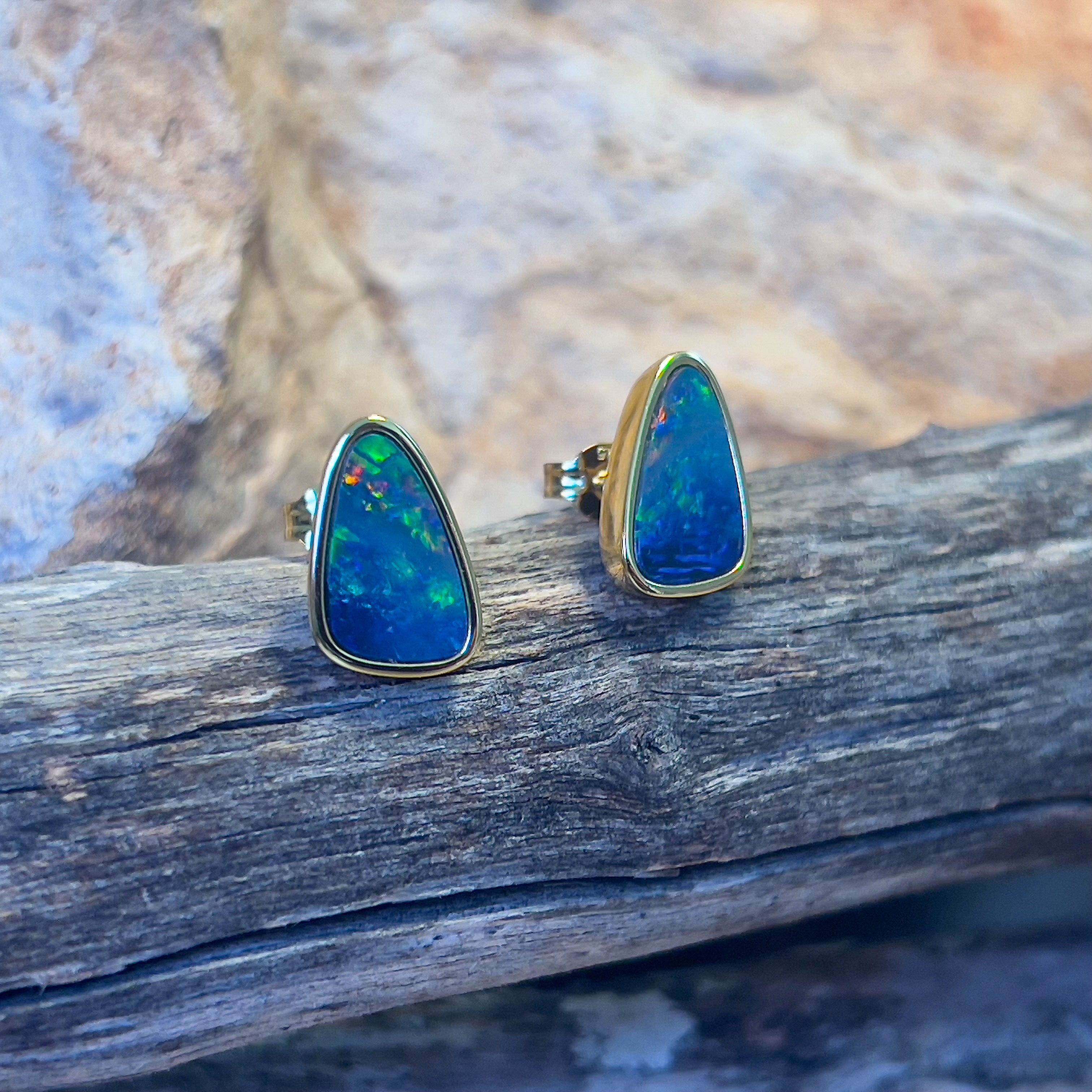 Gold opal earrings| gold plated silver opal earring studs 